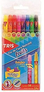 Giz de cera retrátil Fruits - 8 cores - c/cheirinho de frutas - Tris