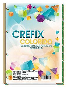 Refil de fichário colorido - 96 folhas - 4 furos - 200mmx275mm - Crefix colorido - Credeal