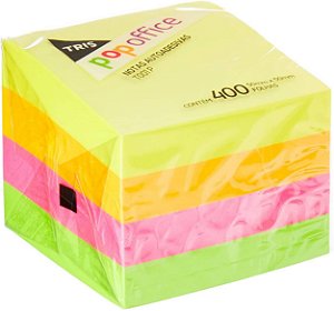 Notas autoadesivas - colors - T001- Pop office - 50mmx50mm - 400 folhas - TRIS