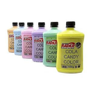 Cola Candy Color - Magic Slime - tons pastéis - 500g - Radex - disponível nas cores azul, amarelo e nude