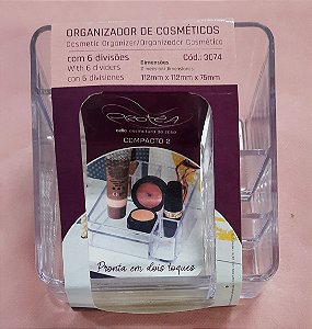 Organizador de cosméticos - 6 divisórias - acrílico transparente - Dello