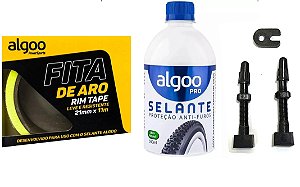 Kit Tubeless Selante 500ml + Fita Aro 21 mm + Par Válvula