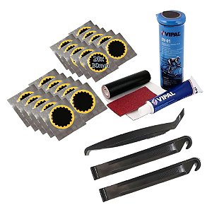 Kit Remendo Reparo Câmara Ar Bike + 20 Remendos + Espatulas