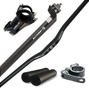 Kit Guidão Curvo Mesa 80mm Canote 27,2 Abraçadeira Absolute