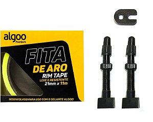 Kit Tubeless Fita Aro 11m X 21 Mm + Par Válvula Presta Bike