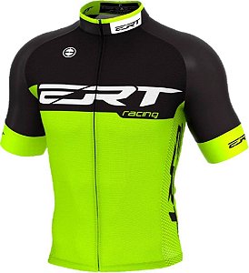Camisa Ciclismo Ert Elite Racing Preto Verde Bike Slim Fit