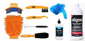 Kit Limpeza Bicicleta 6 Pçs + Máquina + Desengraxante + Óleo