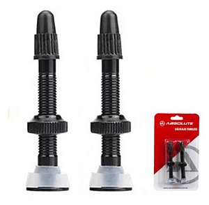 Kit Válvula Tubeless Par Absolute 48mm Roda Mtb Speed Preta