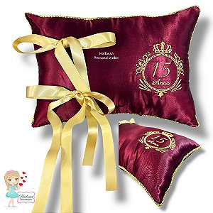 Almofada para levar sapato de debutante - Bordada