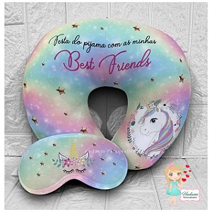 Kit Almofada de Pescoço +  Tapa Olho Unicornio
