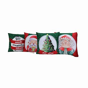 Almofada com estampa Natalina - 04 unidades 43 x 43 cm Cheias