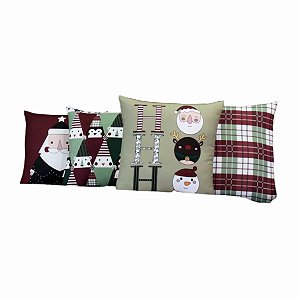 Almofada com Estampa natalina - 04 unidades - 43 x 43 cm
