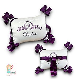 Almofada para sapato de debutante - princesa - modelo com monograma - Cetim