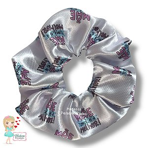 SCRUNCHIES EM CETIM - PERSONALIZADAS COM LOGOMARCA  - 10 UNIDADES