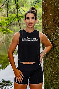 Cropped Iron Cross preto