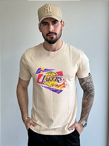 Camiseta New Era Lakers Bege