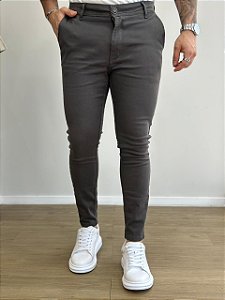 Calça Sarja Corte Alfaiataria Chumbo