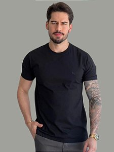 Camiseta Acostamento Casual Lisa Preta