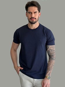 Camiseta Acostamento Casual Lisa Azul Marinho