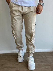 Calça Jogger Calmô Cargo Bege