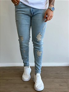 Calça LLEVA Jeans Claro Destroyd