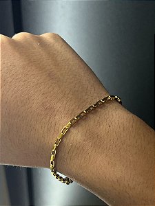 Pulseira 1x18 Aço Inox 22cm Dourada