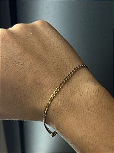 Pulseira Escamada Aço Inox 22cm Dourada