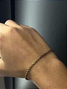 Pulseira Tracejada Fina Aço Inox 22cm