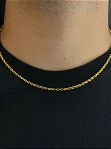 Corrente Tracejada Fina Aço Inox 45cm Prata