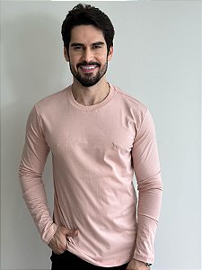 Camiseta Acostamento Manga Longa Rosa Cha
