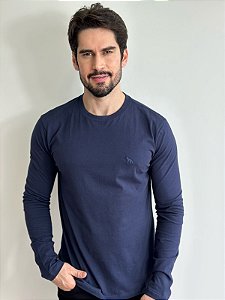 Camiseta Acostamento Manga Longa Azul Marinho