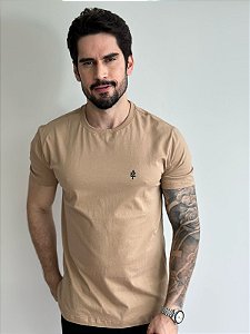 Camiseta Acostamento Casual Bege Caqui