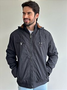 JAQUETA SARJA S/ ELÁSTICO PRETO