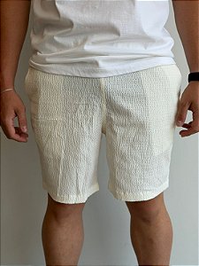 Bermuda Acostamento Casual Linho Off White