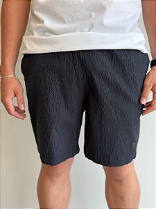 Bermuda Acostamento Casual Linho Preto