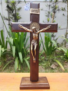 Crucifixo de Madeira - (Para parede ou mesa) 27cm