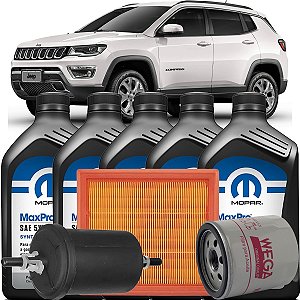 Kit Revisão 5w30 Filtro De Oleo Combustível Ar Jeep Compass 2.0 Flex 2017 2018 2019 2020 2021