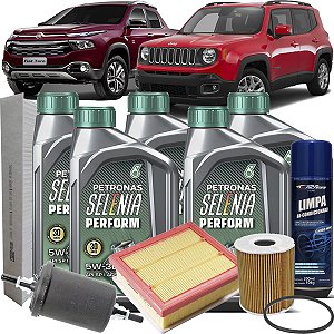 Kit Revisão Óleo Selenia 5w30 Fiat Toro Jeep Renegade 1.8 Flex 2016 2017 2018 2019 2020 2021