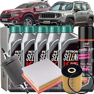 Kit Revisão Óleo Selenia K Pure Energy 5w30 Fiat Toro Jeep Renegade 1.8 Flex 2016 2017 2018 2019 2020 2021