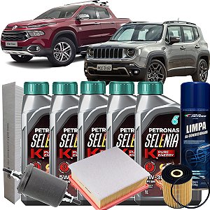 Kit Revisão Óleo Selenia K Pure Energy 5w30 Fiat Toro Jeep Renegade 1.8 Flex 2016 2017 2018 2019 2020 2021