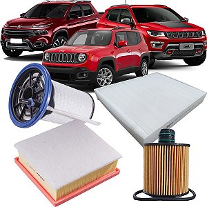 Kit Filtros De Ar Óleo Combustível Cabine Fiat Toro Jeep Compass Renegade Motor 2.0 Diesel 16V Após 2016