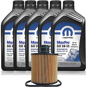 Kit Revisão Troca De Óleo 5w30 Mopar MaxPro 100% Sintético Toro Renegade Compass 2.0 Turbo Diesel