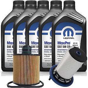 Kit Revisão Troca De Óleo 5w30 Mopar MaxPro 100% Sintético E Filtros Toro Renegade Compass 2.0 Turbo Diesel