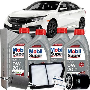 Kit Revisao Oleo 0W20 E Filtros Civic G10 2.0 2016 2017 2018 2019 2020 2021