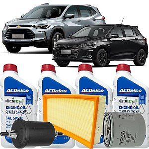 Kit Revisão Oleo 5w30 Acdelco Filtros De Ar Óleo Combustível Gm Onix Tracker Turbo 2020 2021 2022 2023
