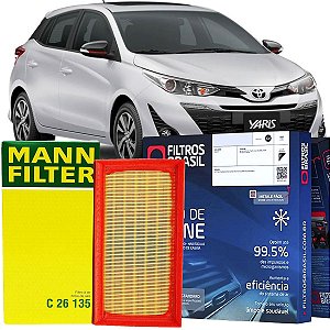 Kit Filtros De Ar Do Motor E Cabine Condicionado Toyota Yaris 1.3 1.5 2016 2017 2018 2019 2020 2021 2022