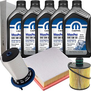 Kit Revisão Completo Óleo Mopar Maxpro 5w30 Fiat Toro Jeep Renegade Compass 2.0 Diesel 2016 2017 2018 2019 2020
