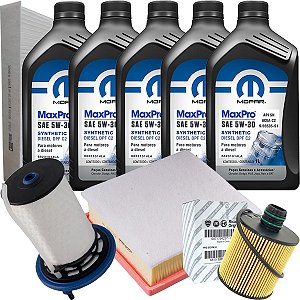 Kit Revisão Completo Óleo Mopar Maxpro 5w30 Fiat Toro Jeep Renegade Compass 2.0 Diesel 2016 2017 2018 2019 2020
