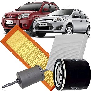 Kit Filtros De Ar Óleo Combustível E Cabine - Ford Fiesta E Ecosport Zetec Rocam