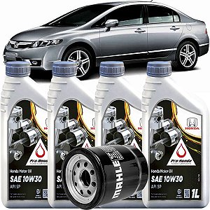 Kit Revisão óleo Honda 10w30 E Filtro Mahle Civic 1.8 G8 Flex 2008 2009 2010 2011 2012